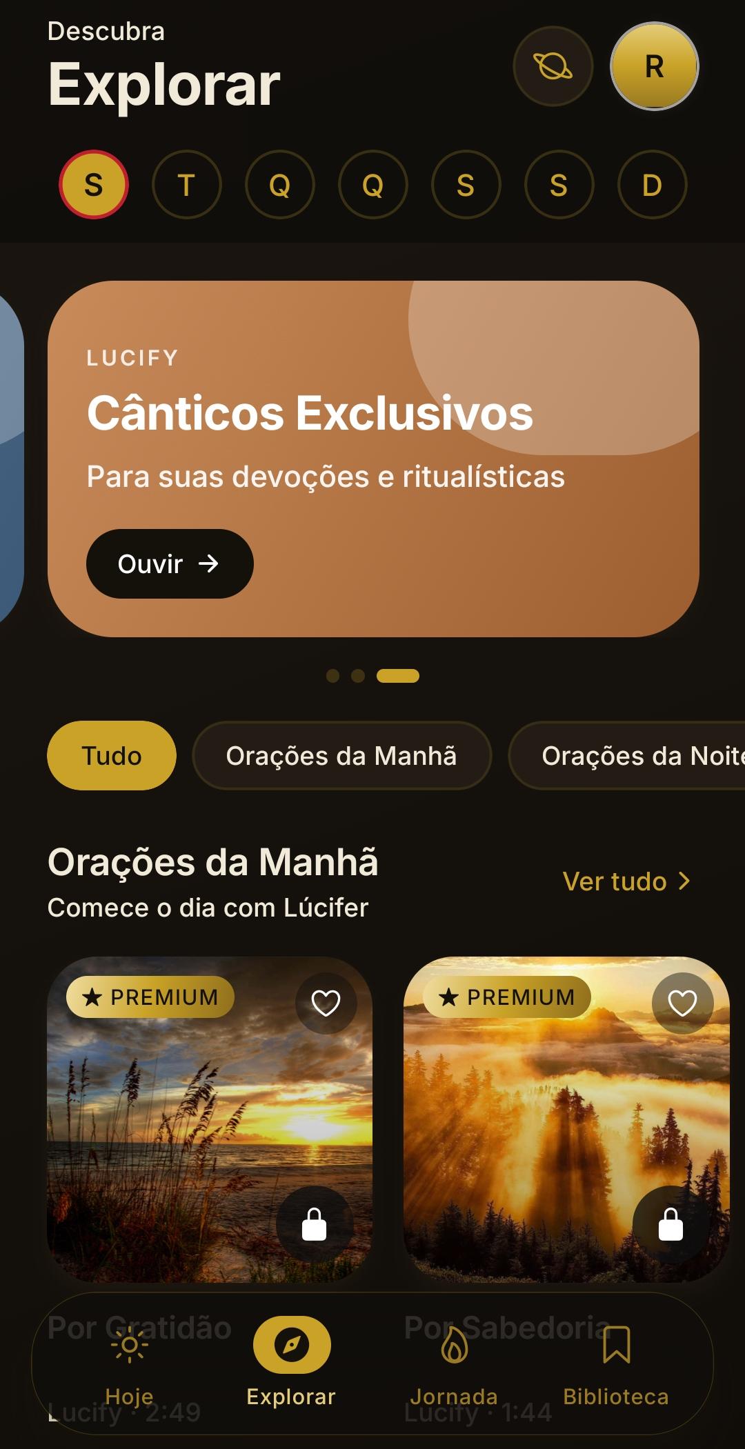 Tela do app Lucify